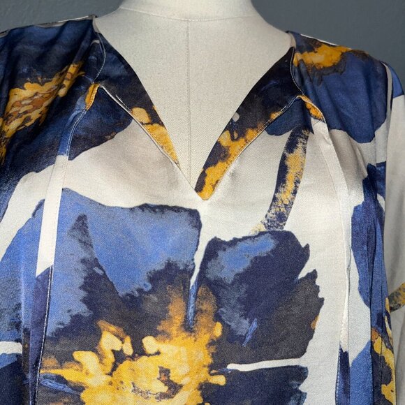 HOUSE OF AZOIIA SILK BLEND BLUE FLOWERS KAFTAN DRESS - NEW WITH TAGS - XXL/3XL - Picture 6 of 16